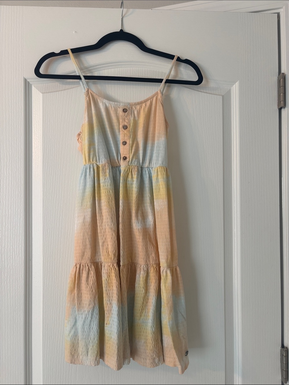 Roxy Pastel Peach & Light Blue Tie-Dye Mini Sundress
